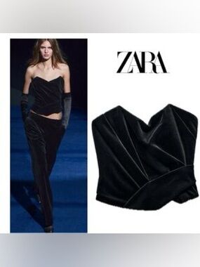 ZARA ZW COLLECTION STRAPLESS VELVET Bustier. Small